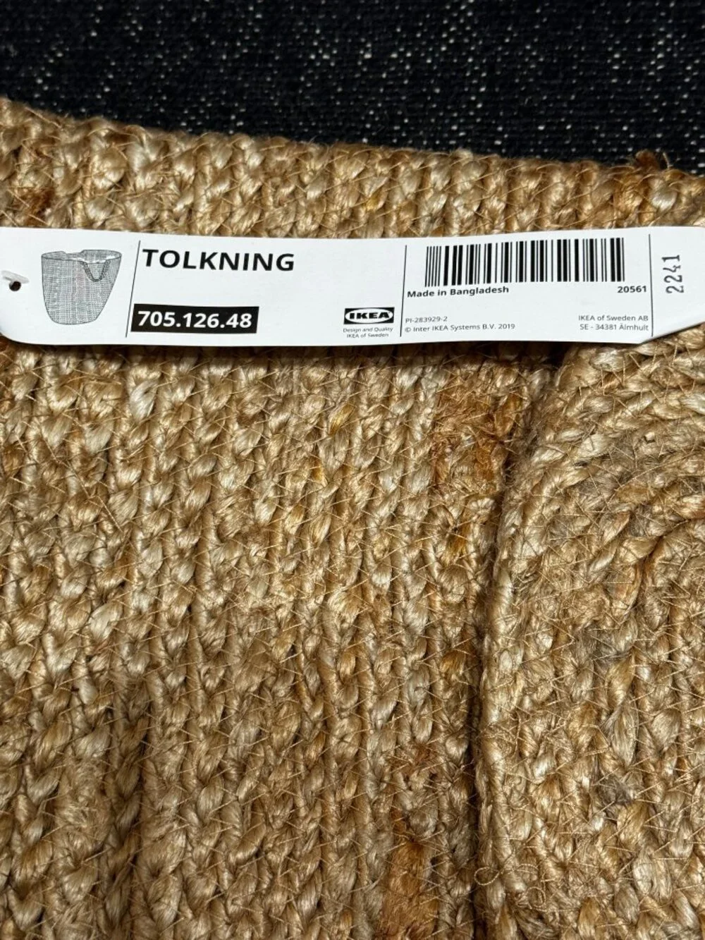 Ikea Tolkning Jute Natural Fibers Basket Tote, 705.126.48